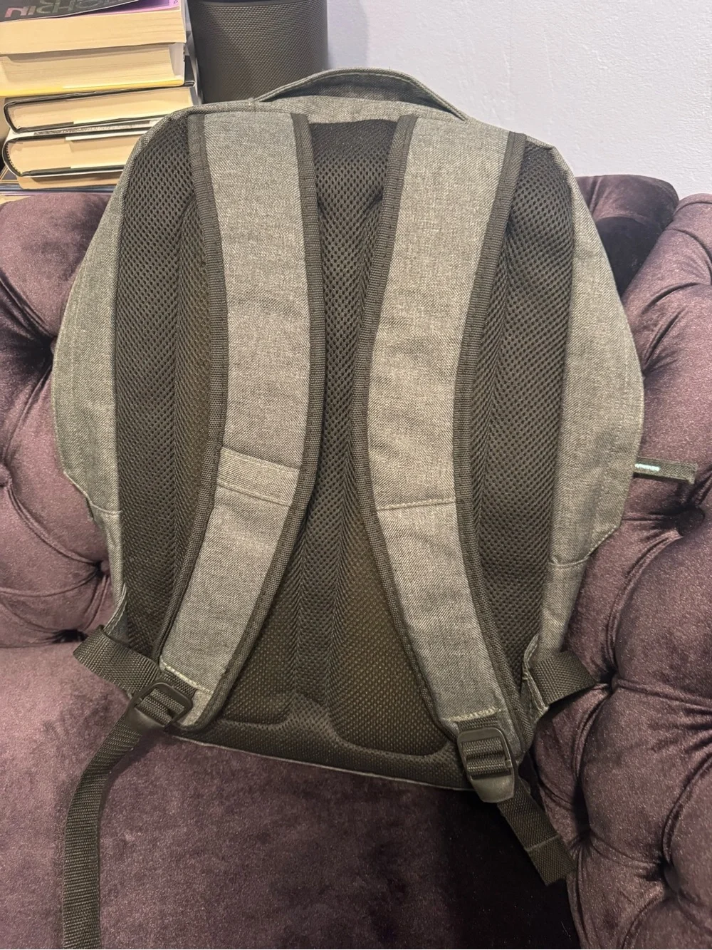Women's Gray Laptop Backpack with Teal Zip Accent